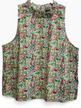 NWT J. Crew Fleur Liberty Fabric Floral Print Ruffle Collar Sleeveless Top Rare